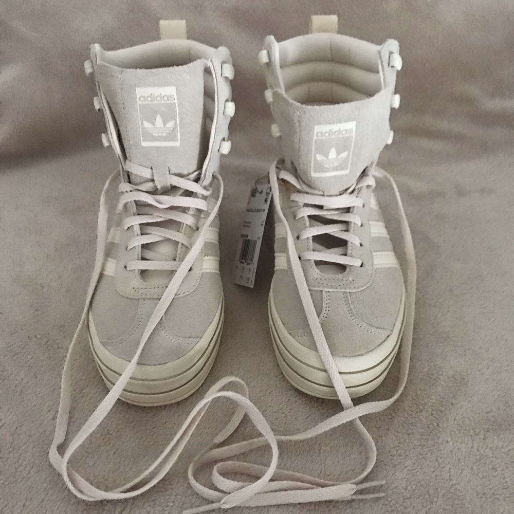 Women’s 5 ADIDAS Gazelle Wonder White High Top Lace Up Platform Sneaker Boot NWT - Picture 3 of 16